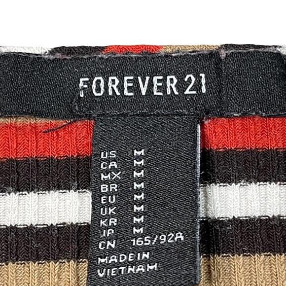 Forever21 size medium crop top tie front cardigan red, white, black, tan stripes - Picture 13 of 13